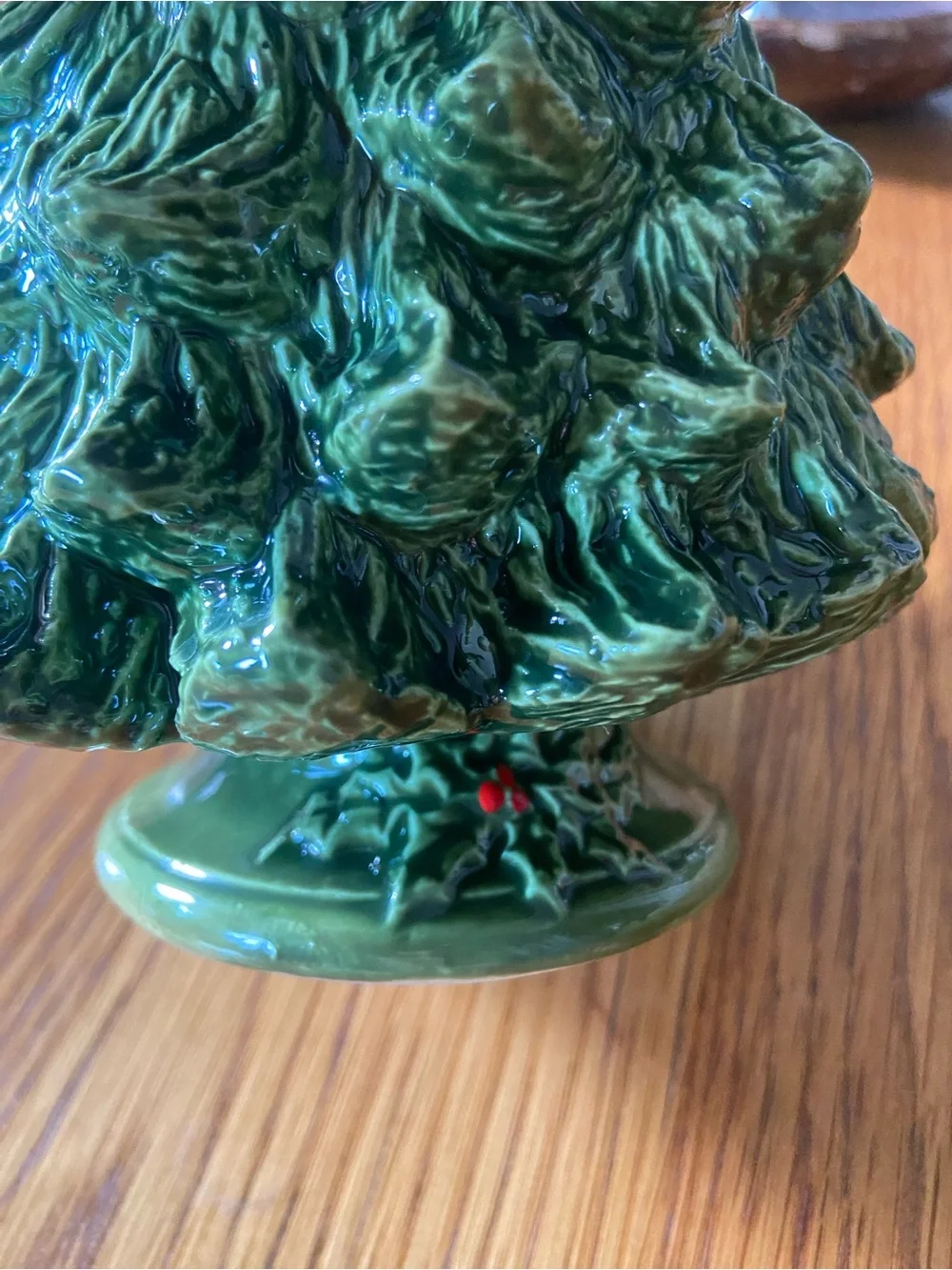 Vintage Hand Painted Ceramic Christmas Tree Napkin Holder
